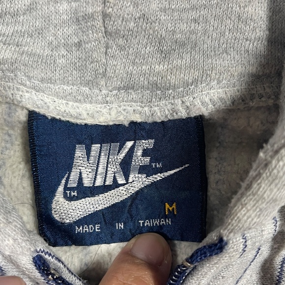 Vintage 80s Nike Quarter Zip Pullover Hoodie Gray Womens Medium 0898 - Picture 4 of 10
